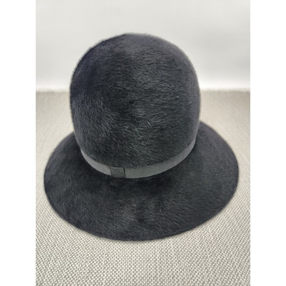 Brunschwig 21 Inch Vintage Hat Black Cloche Fedora Faux Fur Classic Switzerland main image 10